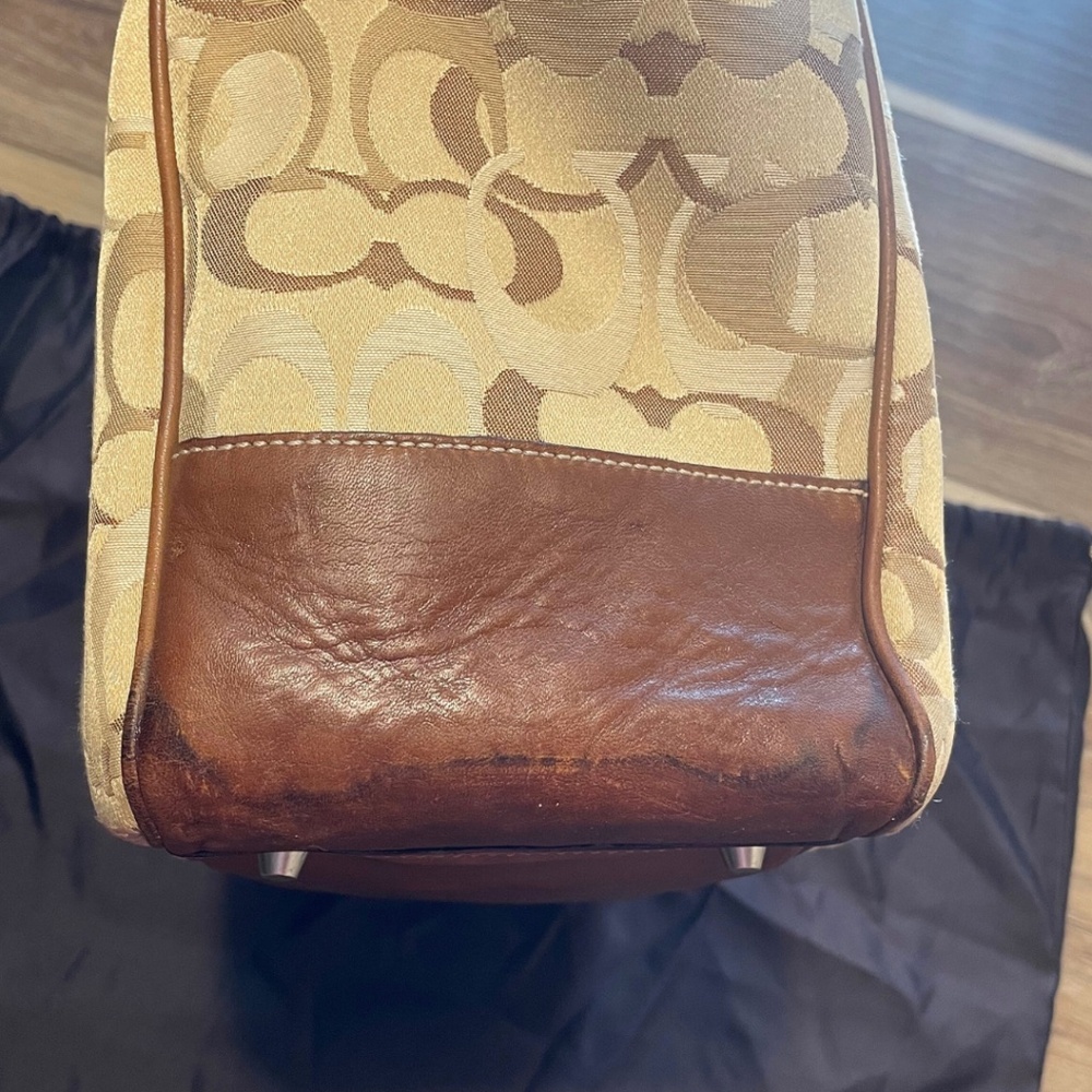 Coach Vintage Y2K Signature Khaki Optic Print Large Tote Baby Bag Zipper Top - Picture 10 of 10